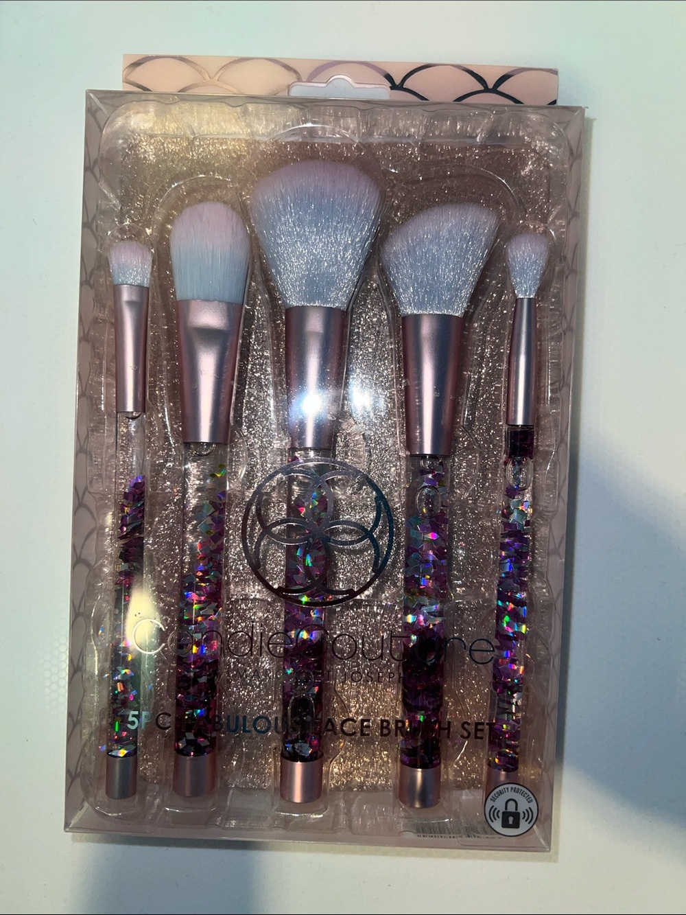 Glitter Handle Pink Makeup Brush Set - 5 Piece Face & Eye Brushes